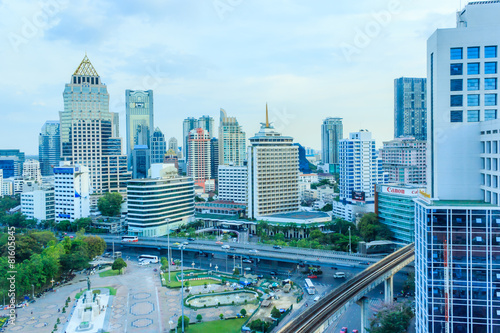 BANGKOK, THAILAND - MAY 2013: Modern building and hotel at Silom road on May 5, 2013. Bangkok is a capital and must famous city of Thailand