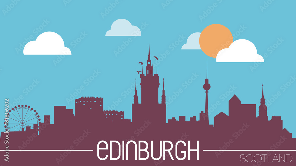 Edinburgh Scotland skyline silhouette flat design vector