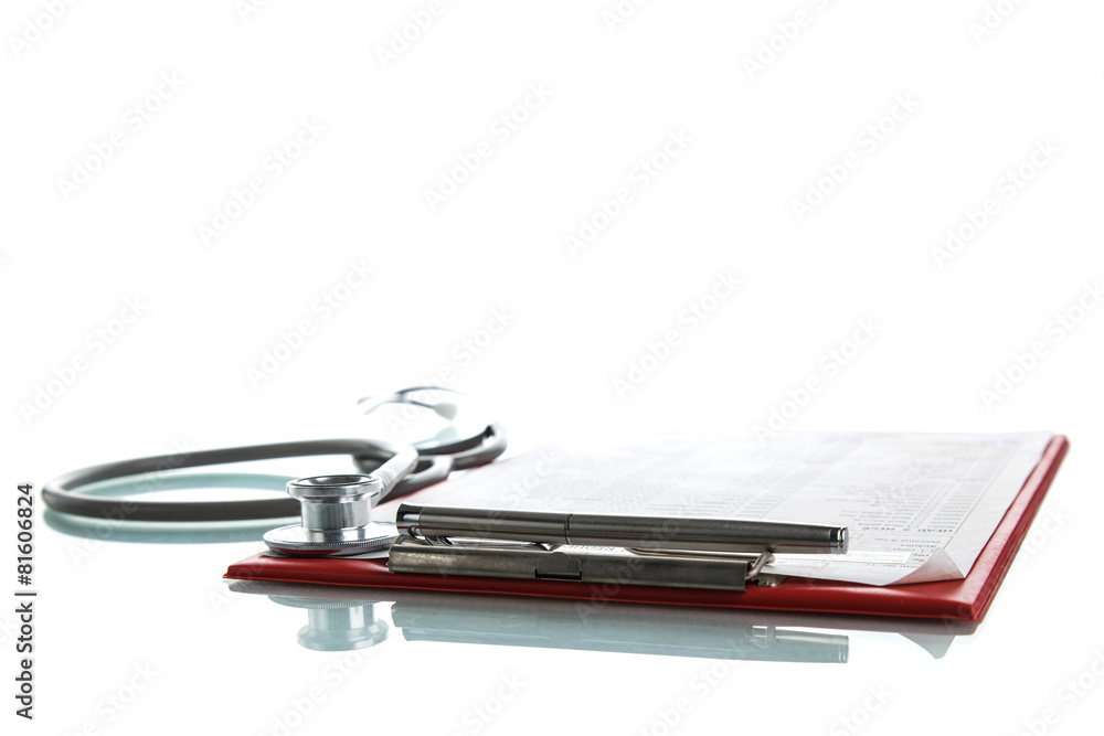 Stethoscope with medical clipboard Stethoscope with medical clipboard