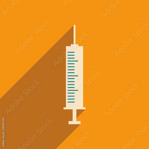 Flat with shadow icon and mobile applacation hypodermic