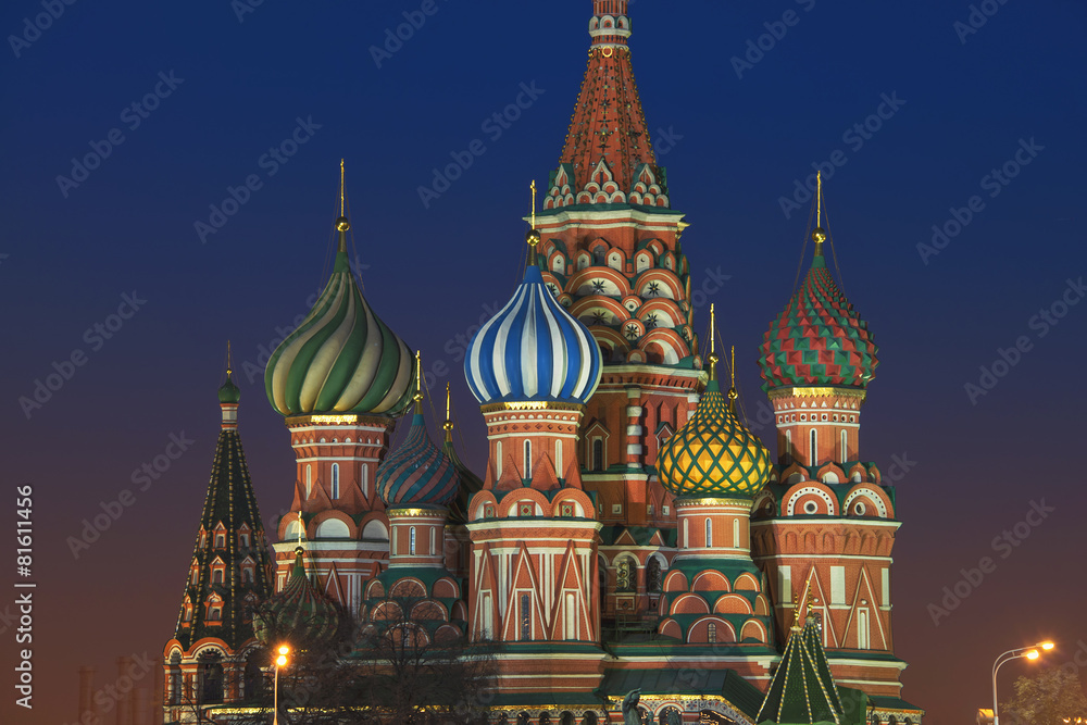 Saint Basil Cathedral in Moscow at night