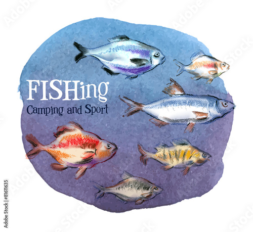 fishing vector logo design template. fresh fish or oceanarium