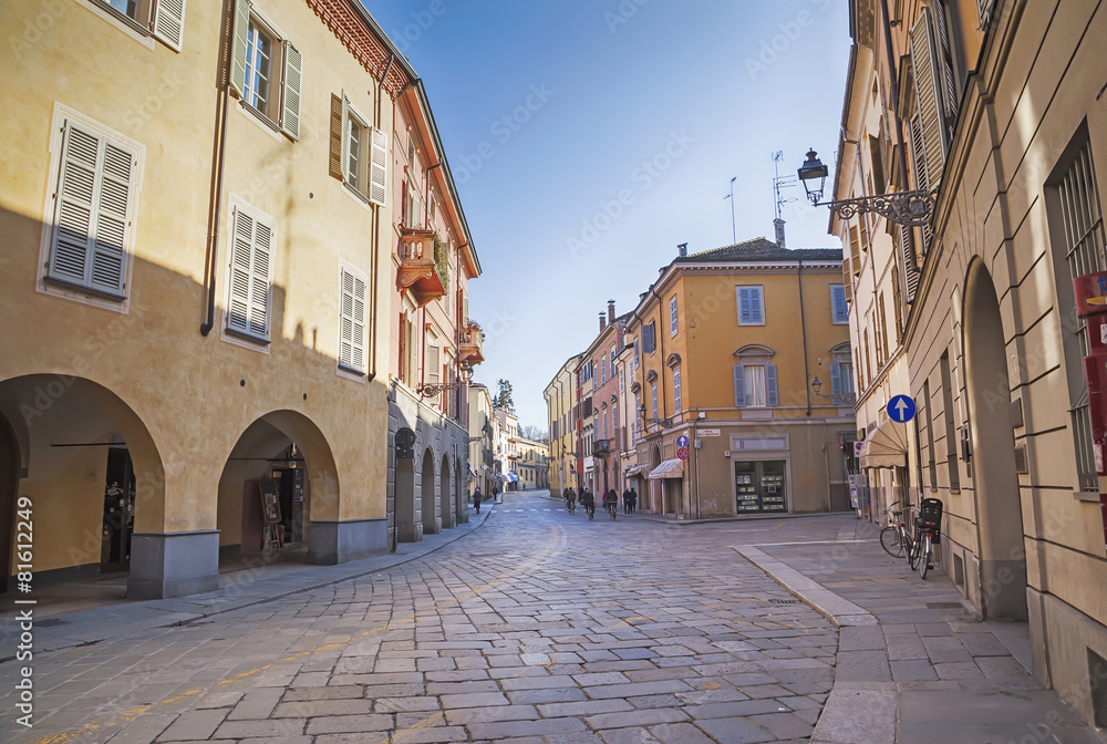 day street  in Parma, Italy,