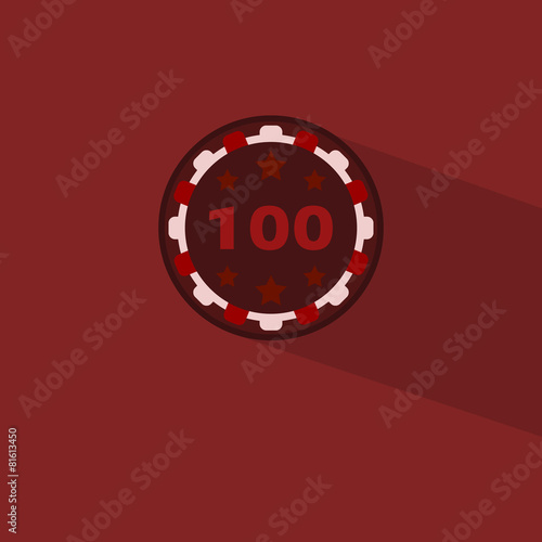 Flat style with long shadows, poker chip vector icon