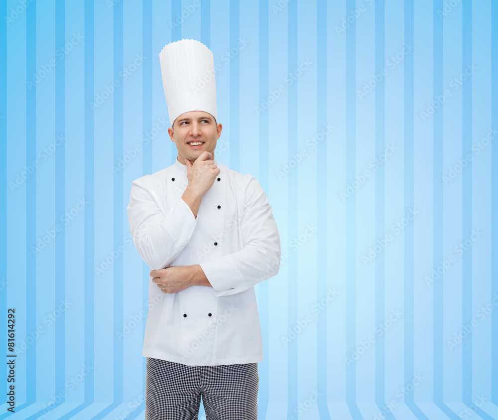 happy male chef cook thinking