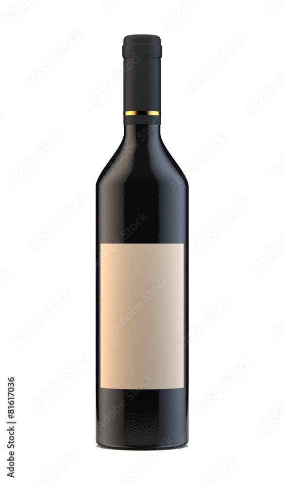 Wine bottle with blank lable isolated on white background Wine bottle with blank lable isolated on white background