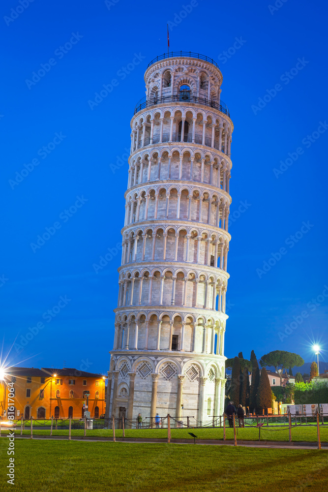 Leaning Tower of Pisa at night, Italy