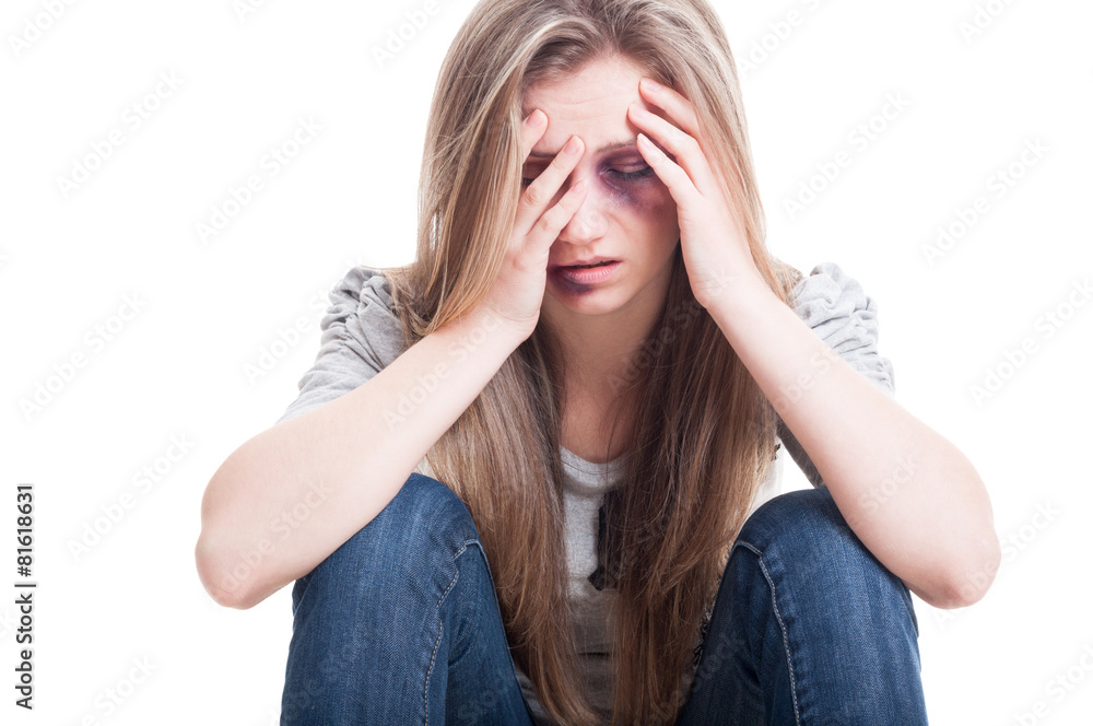 Woman victim of domestic violence and aggression Woman victim of domestic violence and aggression