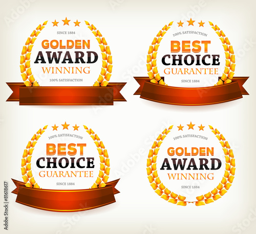 Awards Banners, Ribbons And Laurel Leaves