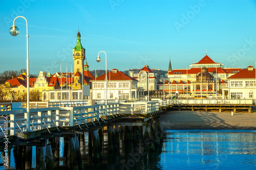 View from the pier on the architecture of Sopot, Poland.