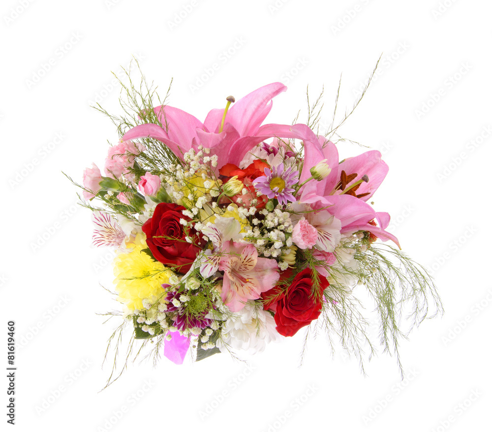 Colorful Flowers Bouquet Isolated on White Background Colorful Flowers Bouquet Isolated on White Background