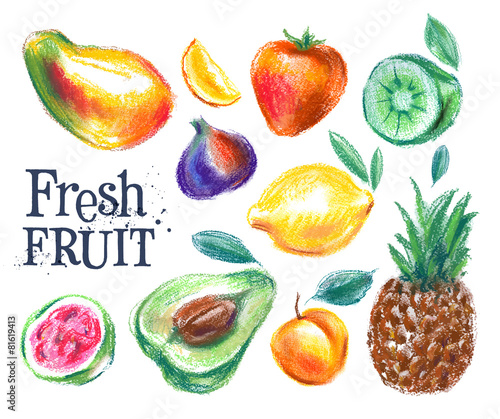 ripe fruit vector logo design template. fresh food or gardening