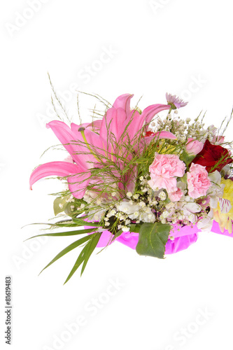 Colorful Flowers Bouquet Isolated on White Background