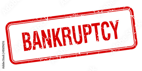 bankruptcy red square grungy vintage isolated stamp