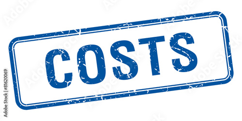costs blue square grungy vintage isolated stamp