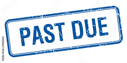 past due blue square grungy vintage isolated stamp
