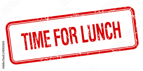 time for lunch red square grungy vintage isolated stamp