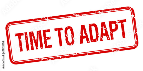 time to adapt red square grungy vintage isolated stamp