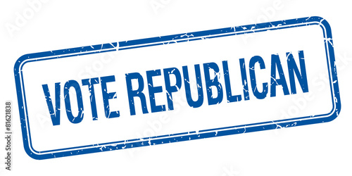 vote republican blue square grungy vintage isolated stamp