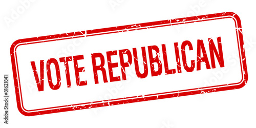 vote republican red square grungy vintage isolated stamp