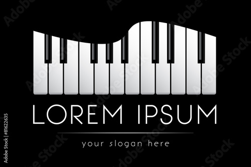 Logo template, music, grand piano keys, vector