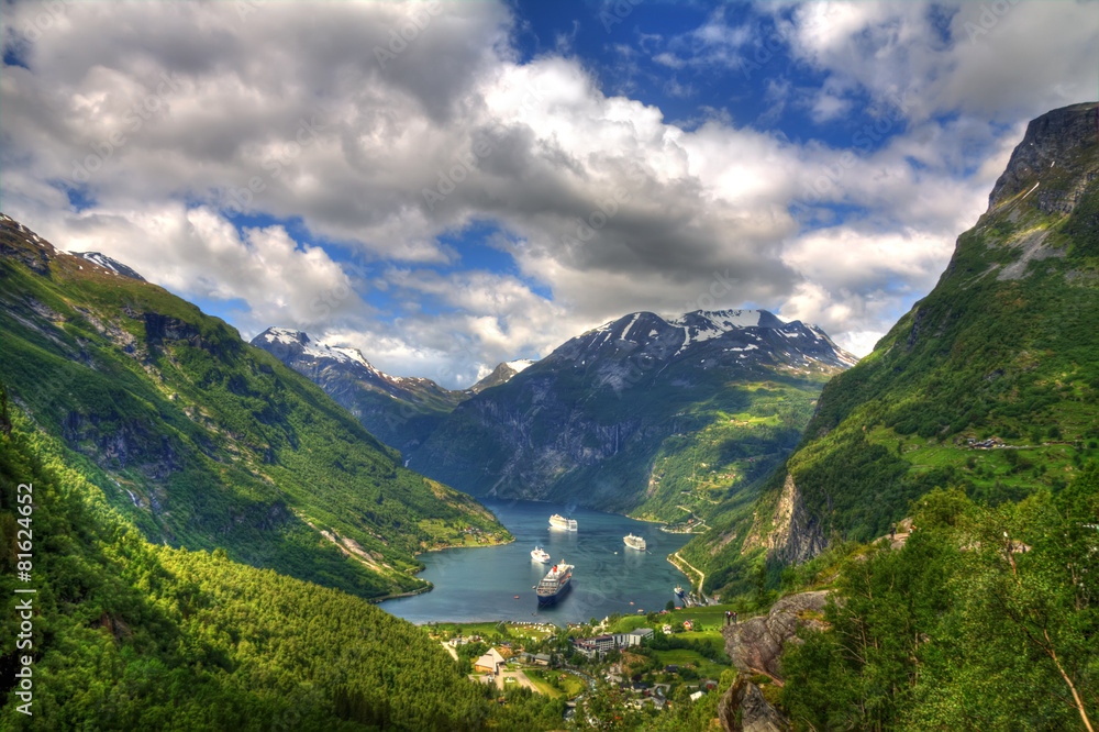 view of Geiranger fjord, Norway