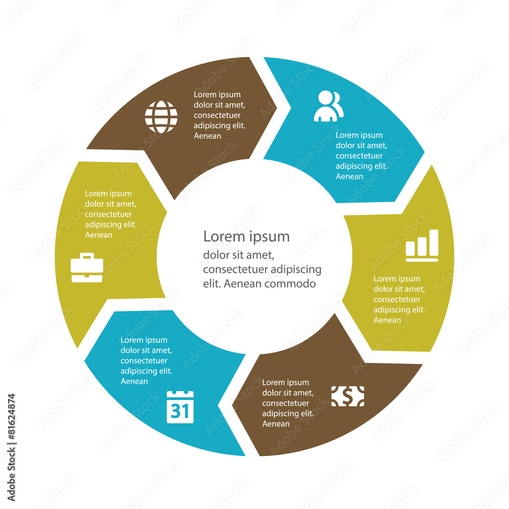 Circular infographic template for cycling diagram, graph, presen Circular infographic template for cycling diagram, graph, presen