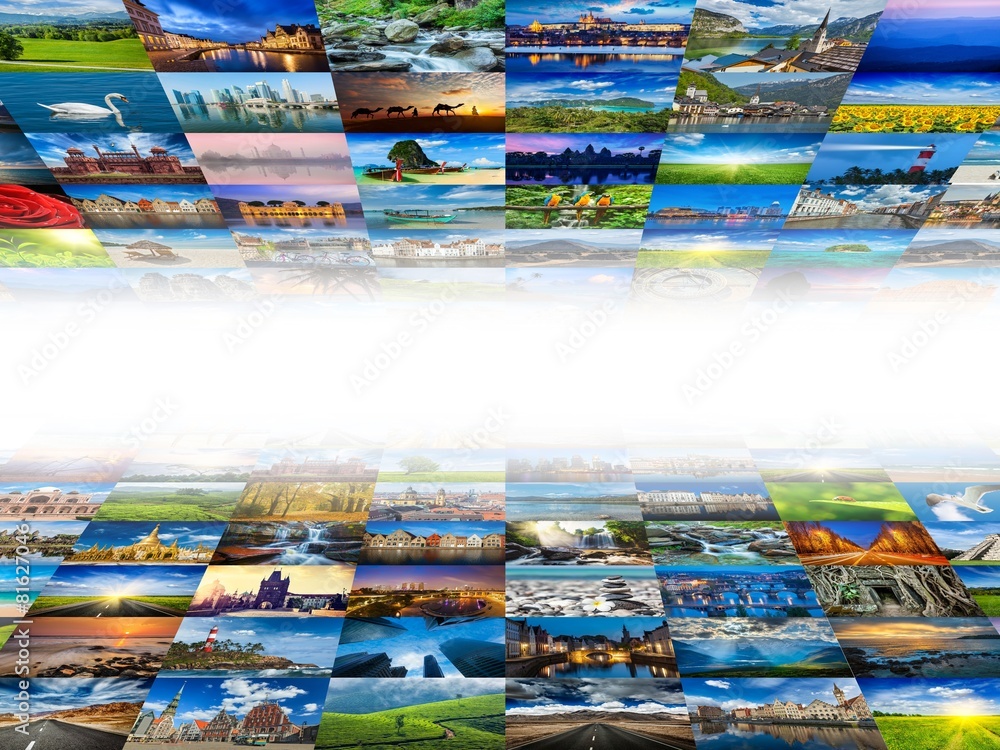 Multimedia background of many images
