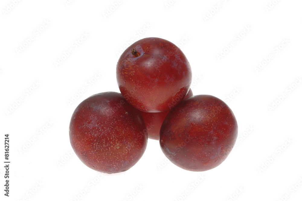 plums isolated on white background