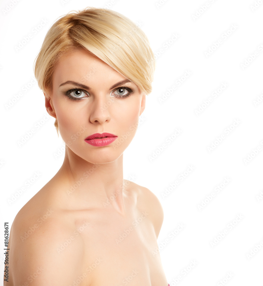 Beautiful face of young adult woman with clean fresh skin - isol Beautiful face of young adult woman with clean fresh skin - isol