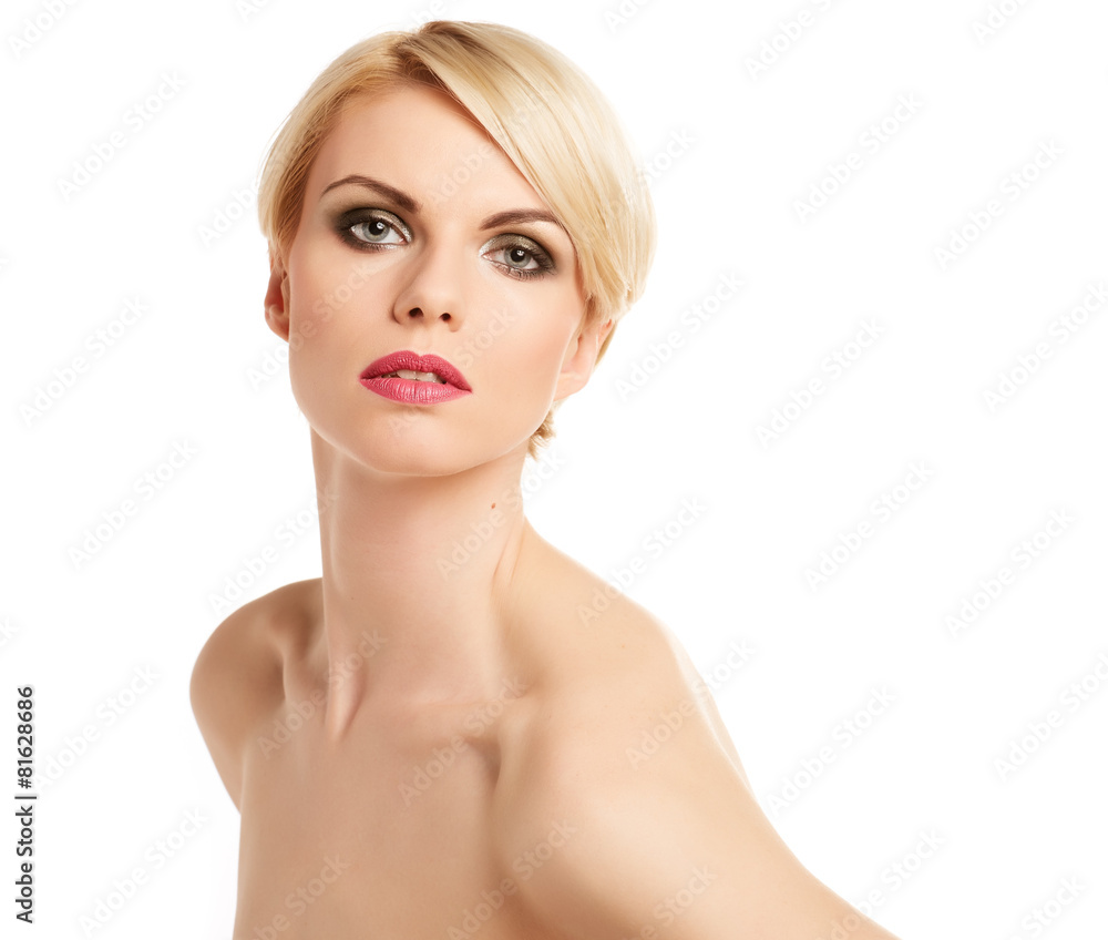 Fototapeta premium Natural Beauty Portrait. Beautiful Spa Woman . Perfect Fresh Ski