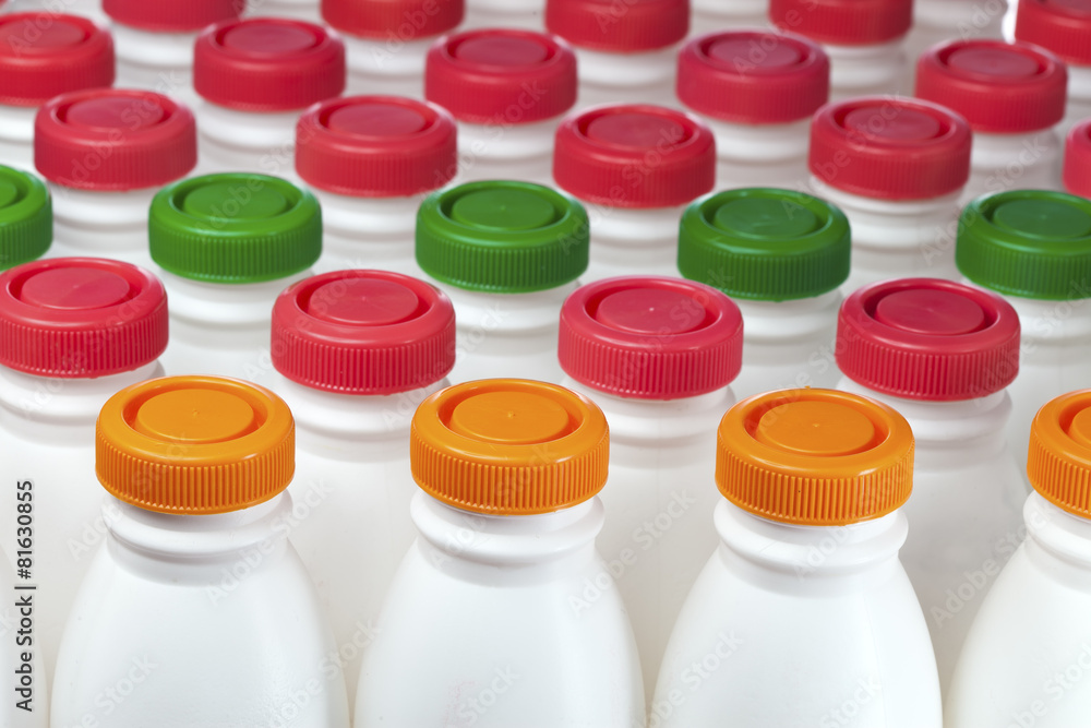 dairy products bottles with bright covers dairy products bottles with bright covers