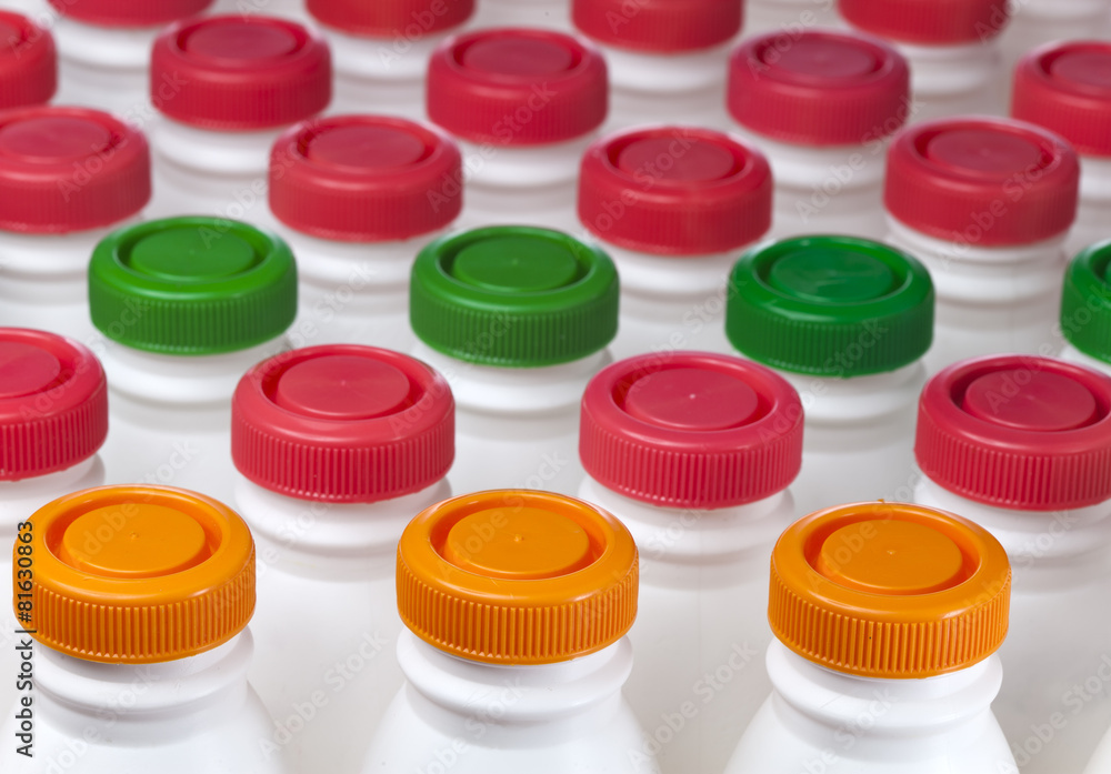 dairy products bottles with bright covers dairy products bottles with bright covers