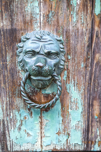 Italian door knocker in the shape of a lion's head