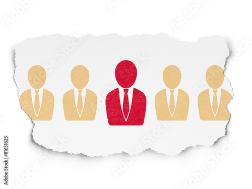 Finance concept: red business man icon on Torn Paper background
