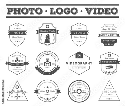 Vector set of badges Photography and Videography