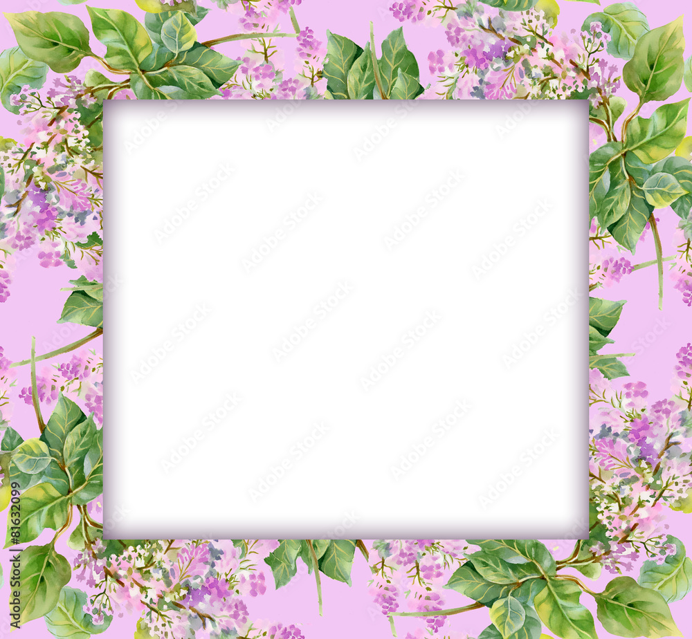Watercolor flower frame on white background Watercolor flower frame on white background