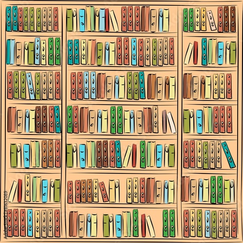 Bookcase with different books