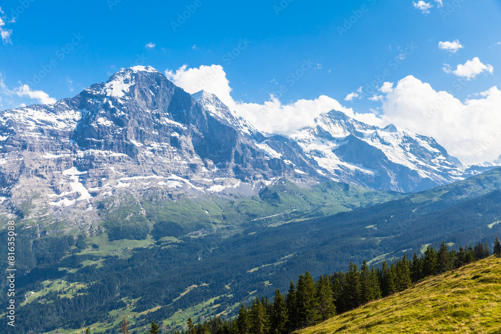 Panoramic view of Eiger, Monch and Jungfrau