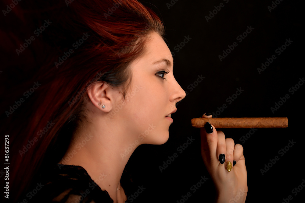 Fototapeta premium woman smoking a cigarette