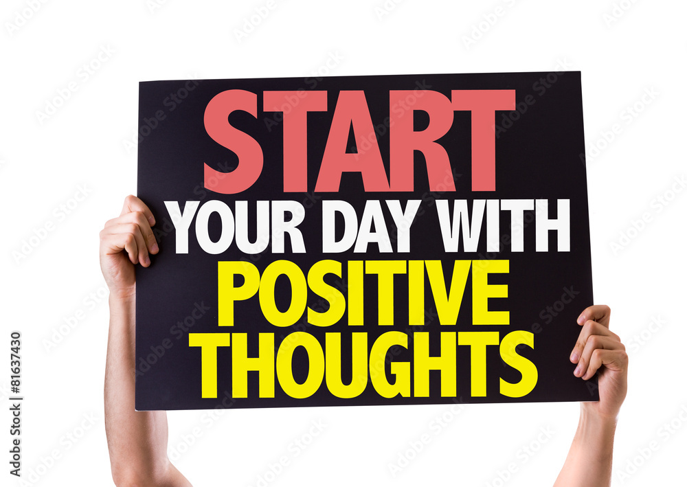 Start Your Day with Positive Thoughts card isolated on white Start Your Day with Positive Thoughts card isolated on white