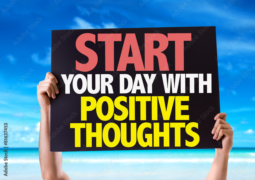 Start Your Day with Positive Thoughts card with beach Start Your Day with Positive Thoughts card with beach