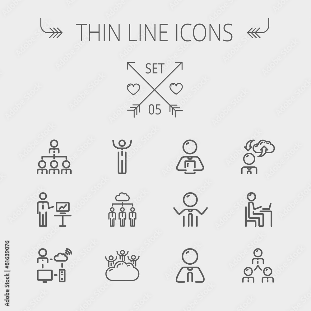 Business thin line icon set. Business thin line icon set.