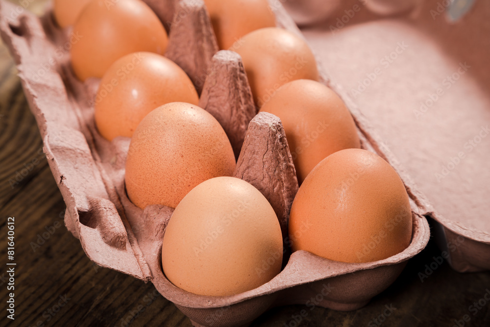 Chicken eggs in carton tray Chicken eggs in carton tray