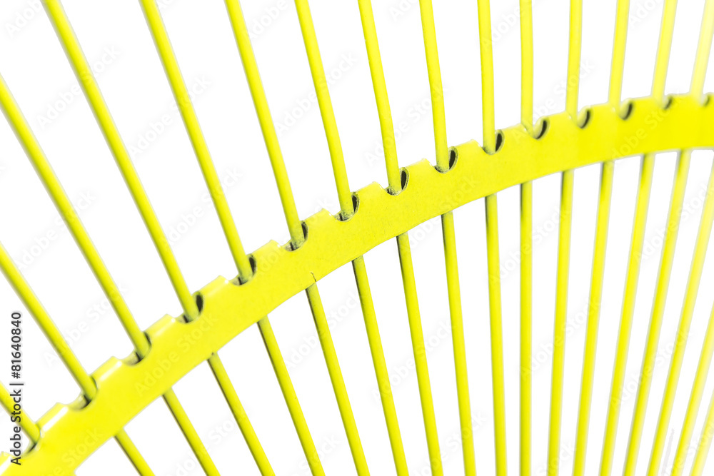 Fototapeta premium Yellow fan rake isolated white background