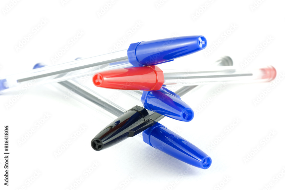 Set of ball point pens isolated on white background Set of ball point pens isolated on white background