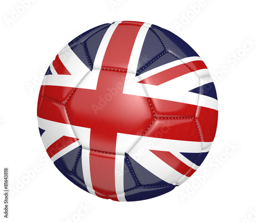 Soccer ball, or football, with the flag of United Kingdom