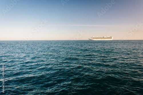 Cruise ship in the Pacific Ocean, seen in Santa Barbara, Califor photo