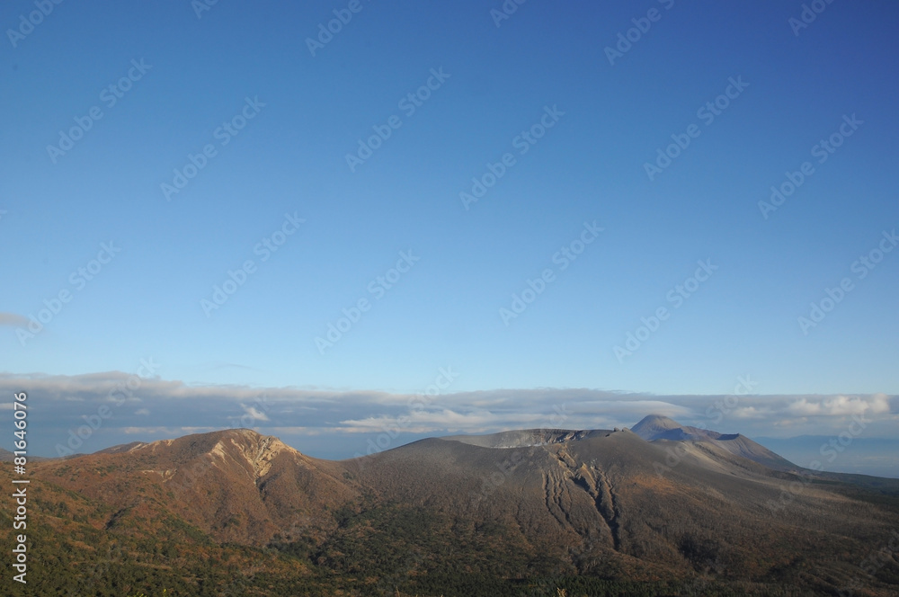 Volcano in Kyushu, Japan with blue sky