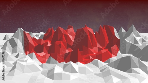 japan national flag on low poly surface